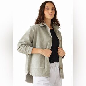 BASSIKA Cement Green Corduroy Overshirt Jacket — Size M